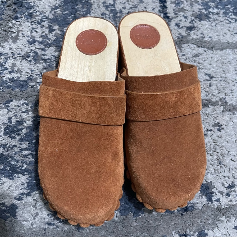 CHLOÉ Y2K Studded Joy Suede Boho Mule Clogs Size 37 - Picture 9 of 16
